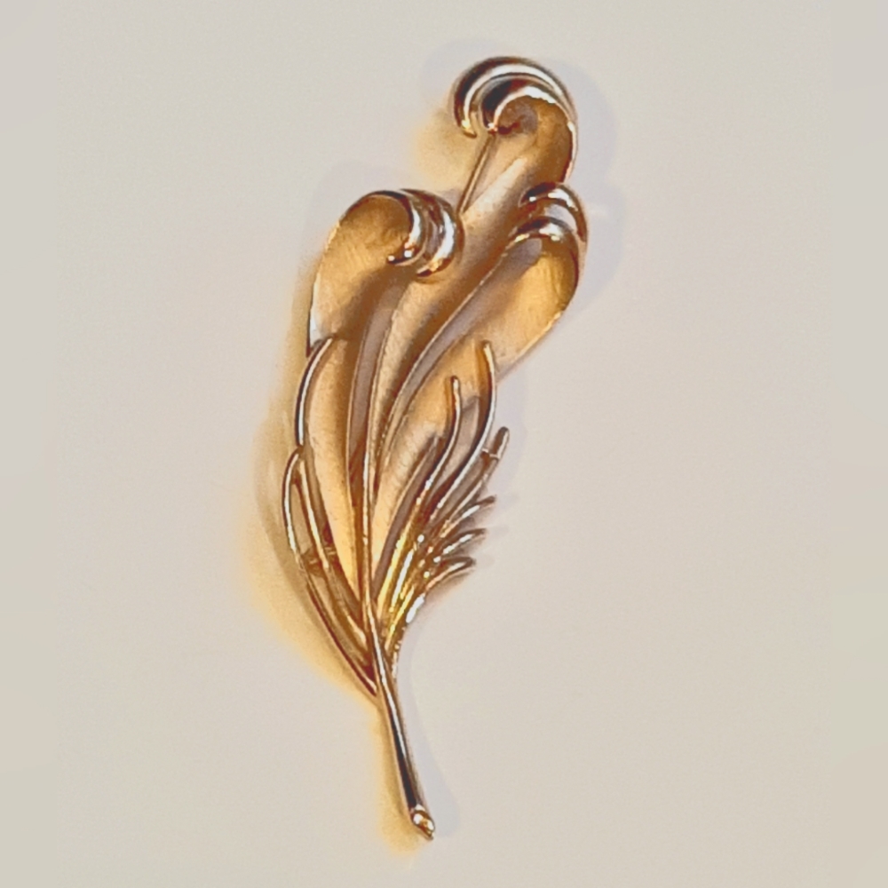 Vintage Crown Trifari Feather Brooch